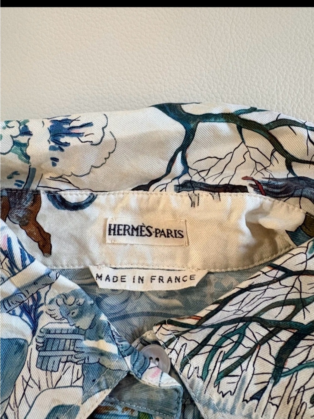 Vintage Hermes Classic Equestrian Print Button-Up - Picture 3 of 5